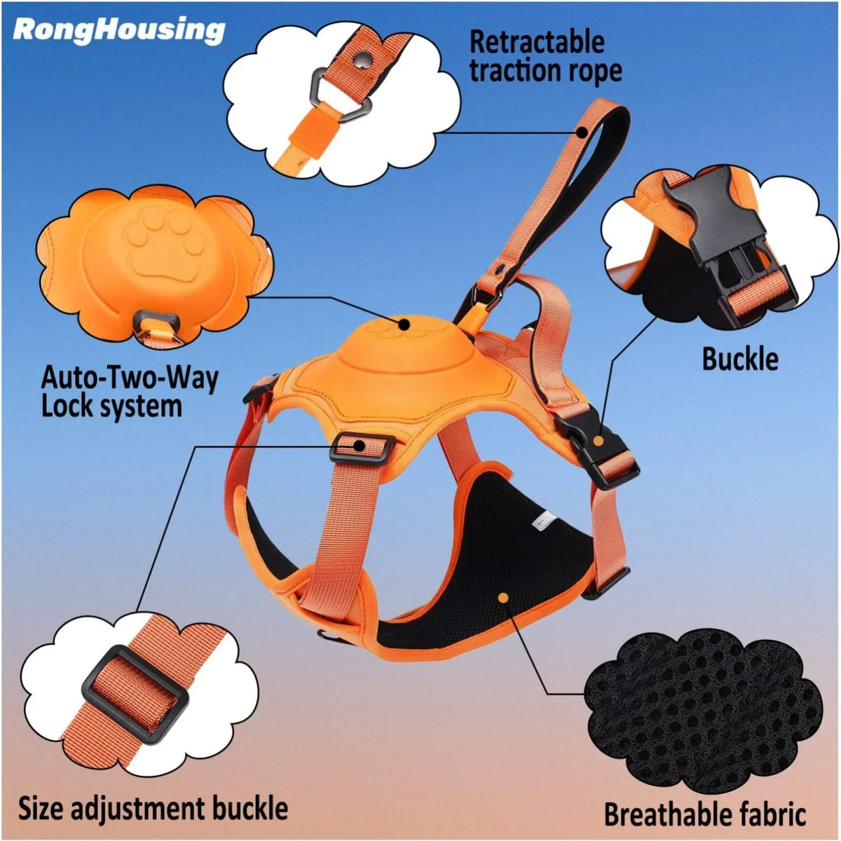 Reflecterend nylon hondenharnasvest Comfortabel verstelbaar ontwerp - Ruffy