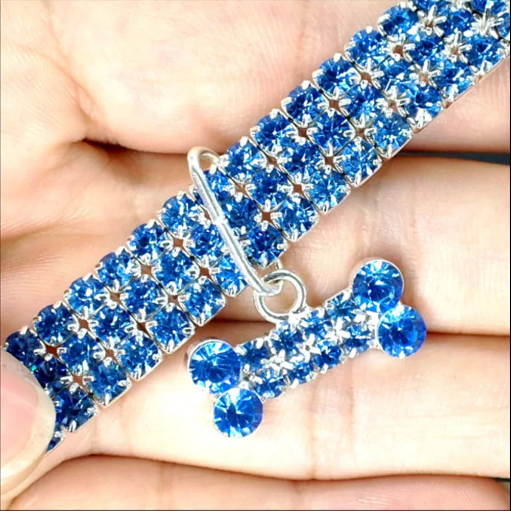 Glamoureuze Hondenhalsband Verstelbaar Bergkristal Comfortabel Duurzaam Koper Zilver Geplateerd - Ruffy