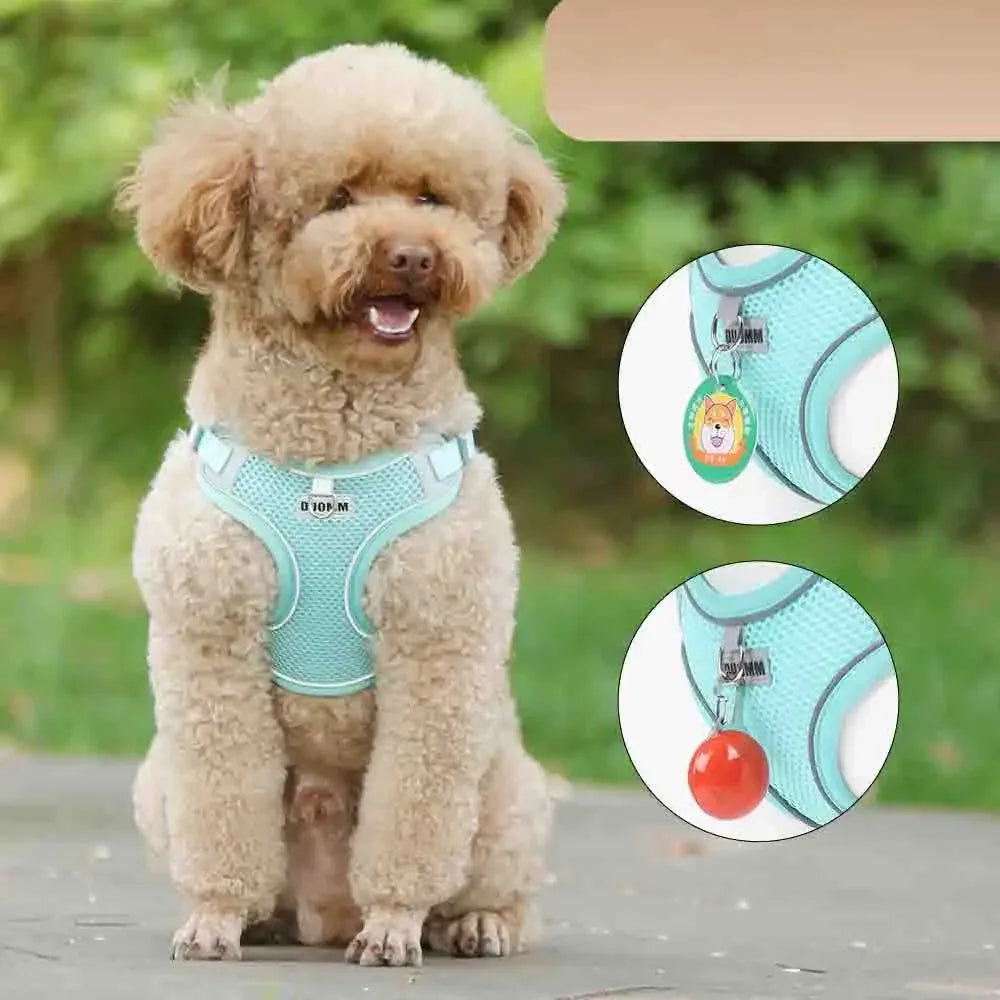 Ademende en Reflecterende Hondengordelset – Verstelbaar Harnas met Inclusief Leash voor Kleine tot Middelgrote Honden - Ruffy