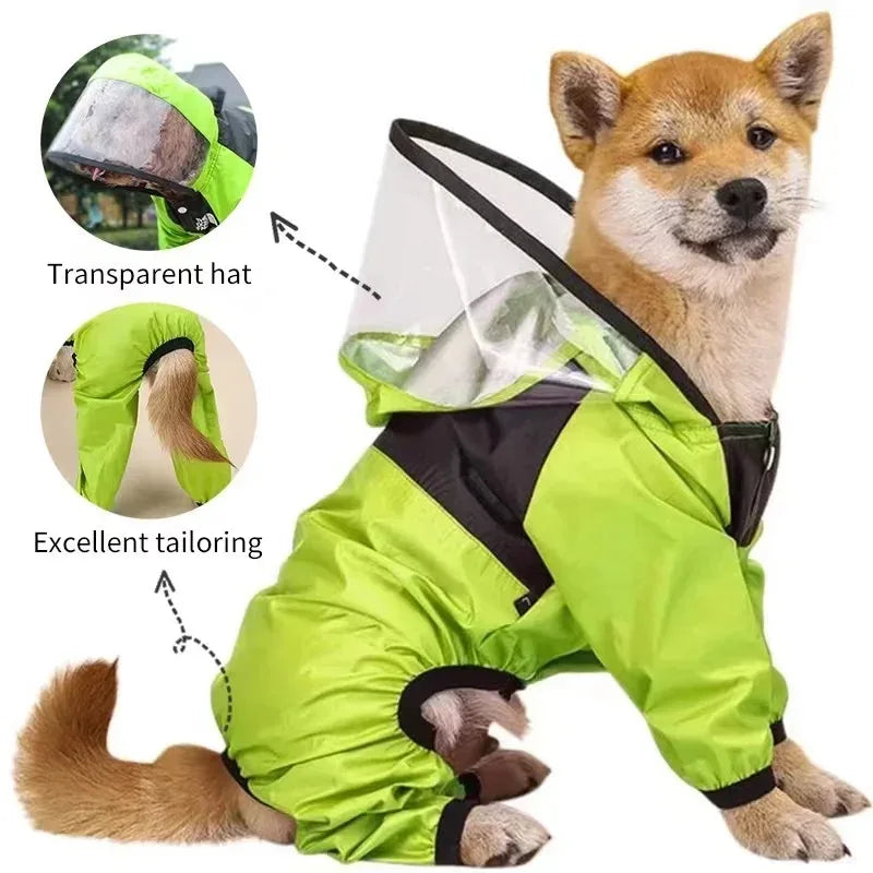 Waterdichte hondenregenjas met transparante capuchon Lichtgewicht polyester in de maten XS-4XL - Ruffy