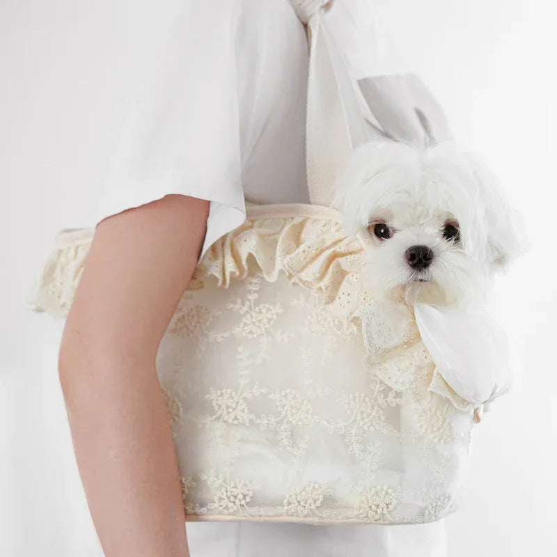 Lichtgewicht nylon bloemendraagtas met kussen voor kleine honden tot 5 kg ademend ontwerp - Ruffy