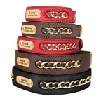 Gepersonaliseerde leren halsband met gegraveerd roestvrijstalen naamplaatje – Duurzaam en comfortabel - Ruffy