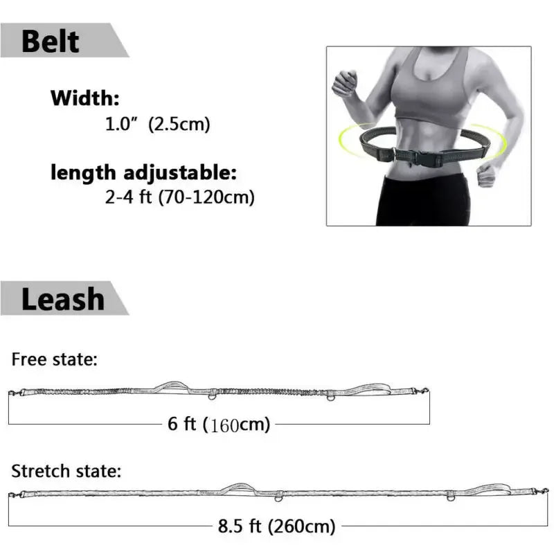 Handsfree reflecterende hondenriem met schokabsorberend elastiek voor joggen - Ruffy