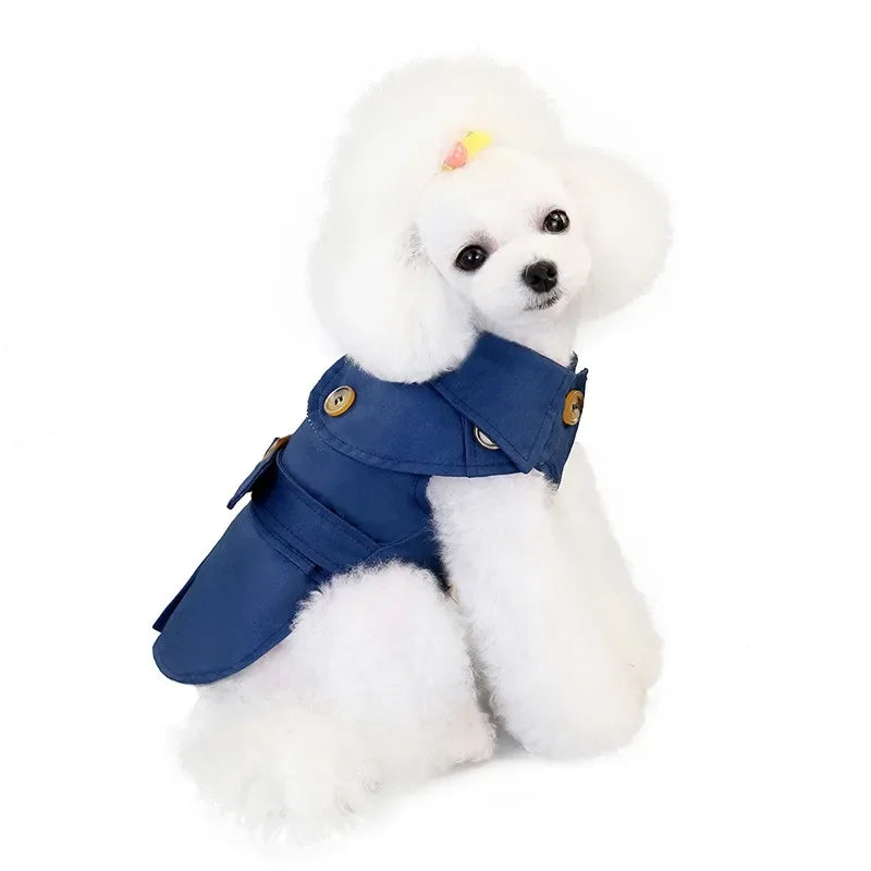 Stijlvolle trenchcoat voor kleine honden Warm en geschikt Katoen Herfst Winter flexibel Aan en Uit - Ruffy