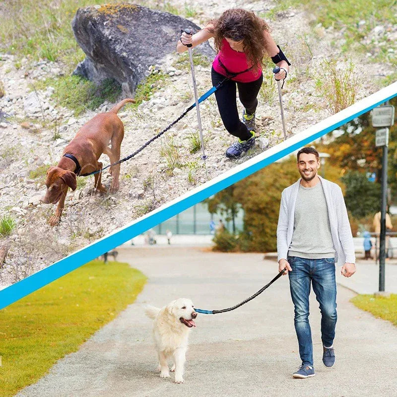 Handsfree Hondenriem Dubbele Handgrepen Elastisch - Ruffy