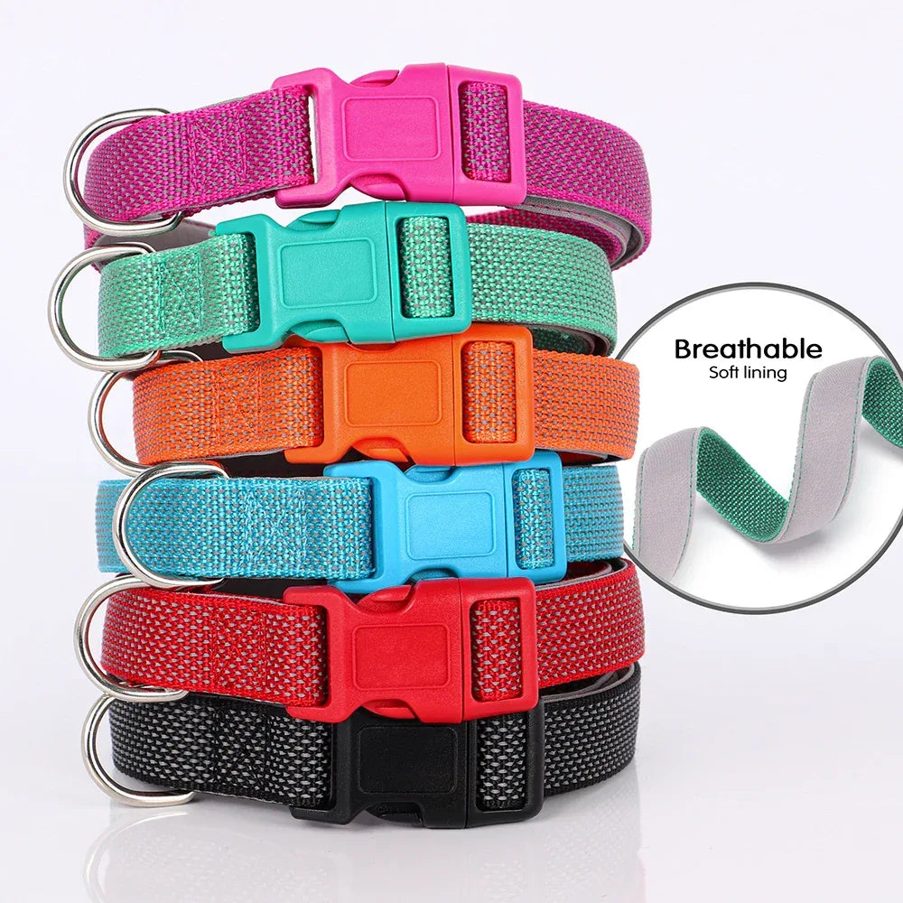 Reflecterende nylon hondenhalsband met verstelbare pasvorm voor kleine tot grote honden Duurzaam en ademend voor nachtelijke wandelingen - Ruffy