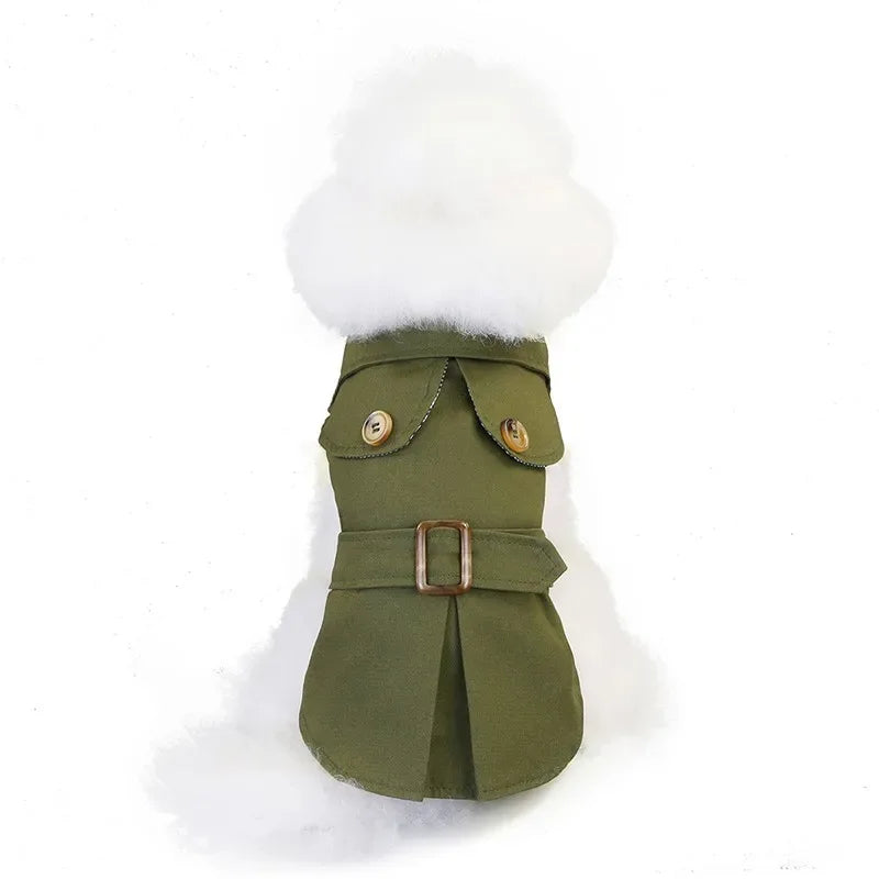 Stijlvolle trenchcoat voor kleine honden Warm en geschikt Katoen Herfst Winter flexibel Aan en Uit - Ruffy