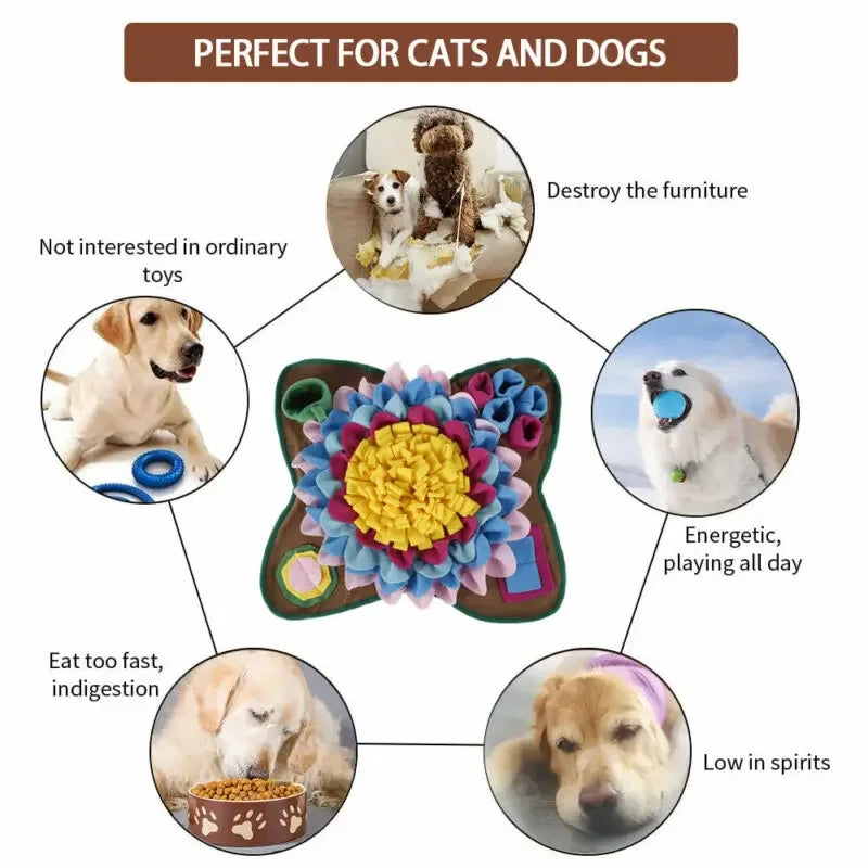 Snuffelmat voor honden Interactieve pluche Slow Feeder Machinewasbaar met draagbaar ontwerp - Ruffy