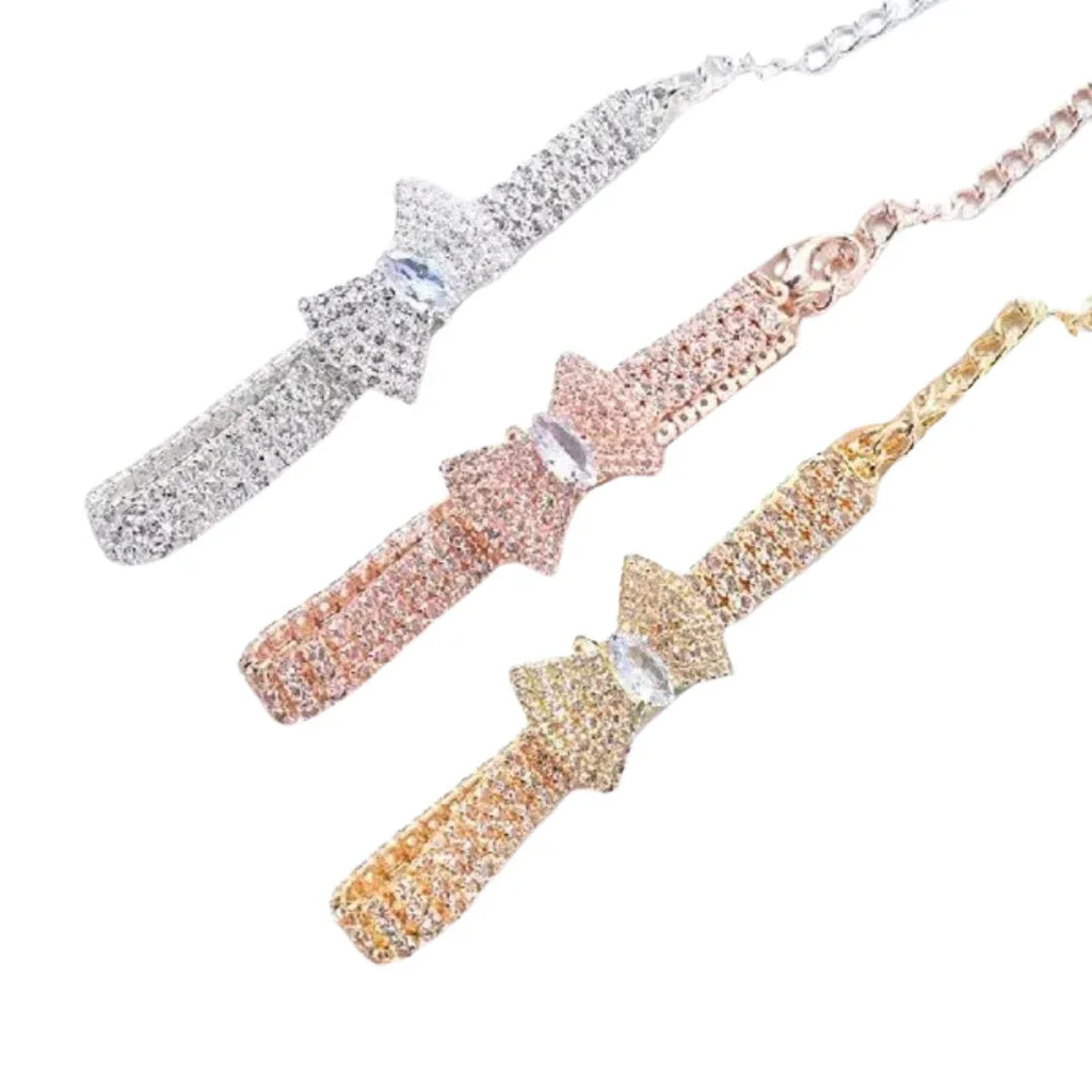 Verstelbare Vlinderhalsband en Halsband Set Stijlvol Roségouden Karabijnsluiting Duurzaam Metaal - Ruffy