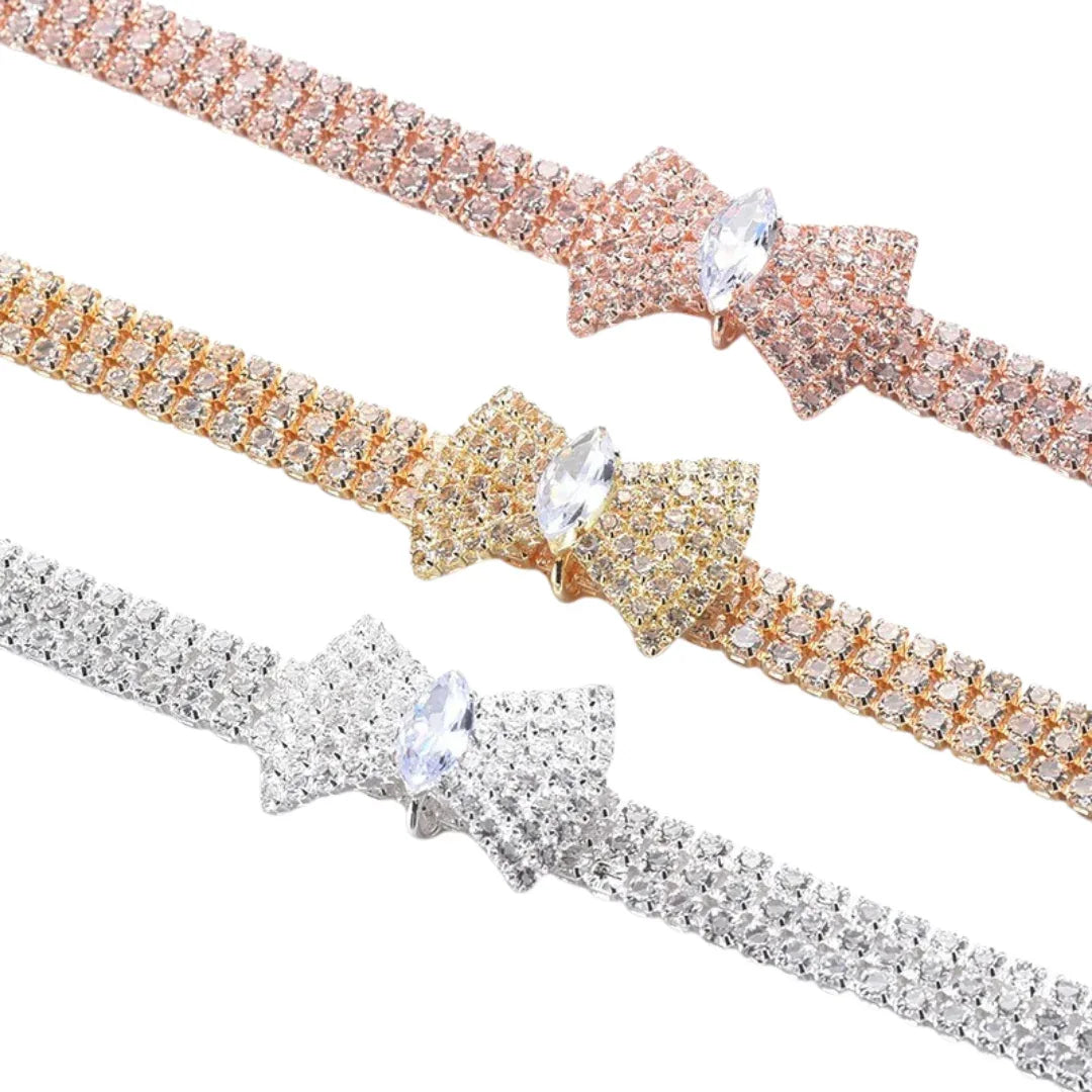 Verstelbare Vlinderhalsband en Halsband Set Stijlvol Roségouden Karabijnsluiting Duurzaam Metaal - Ruffy