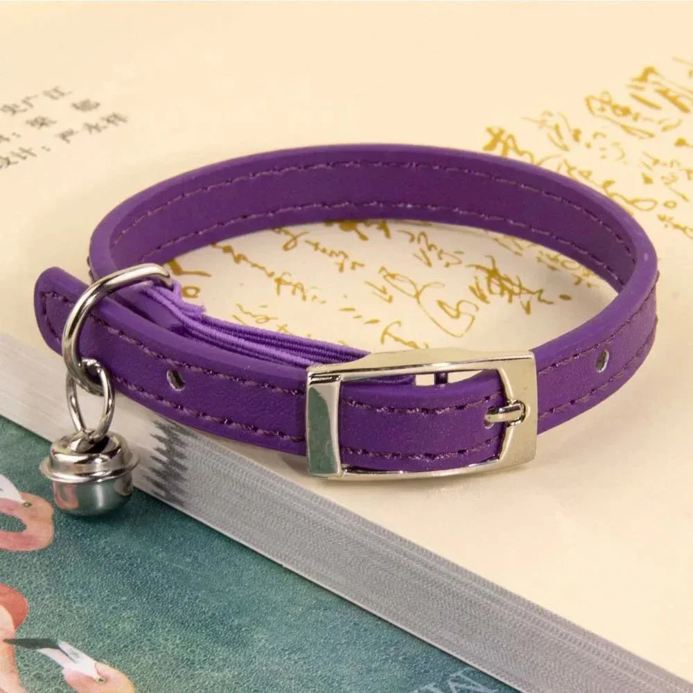 Luxe Leren Kattenhalsband Verstelbaar Anti-Stik Ontwerp Zachte Comfortabele Pasvorm XS tot S - Ruffy