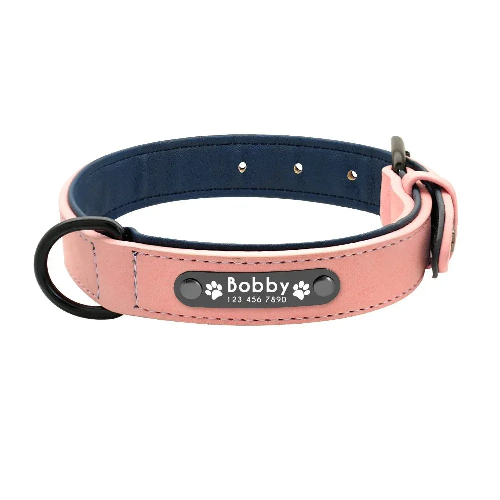 Aangepaste ID Lederen Hondenhalsband - Ruffy