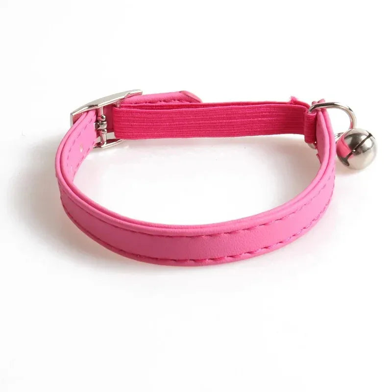 Lederen halsband met bel Veiligheidshalsband met elastische band Kittenhalsband voor katten Zwart Blauw Rood - Ruffy