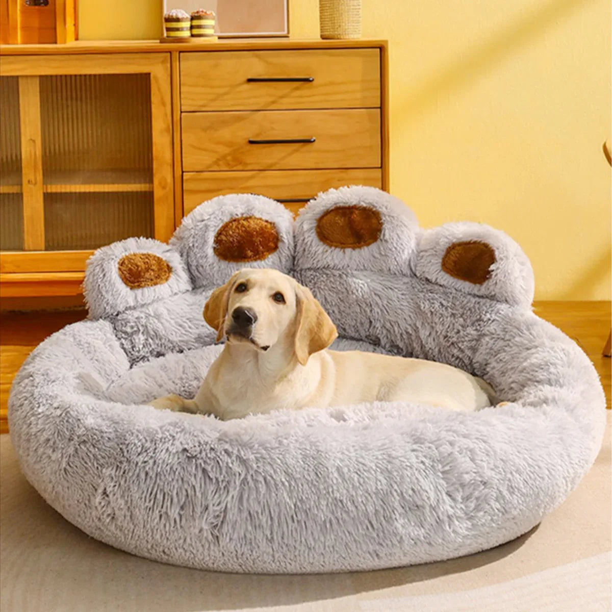 Knus Kalmerend Hondenbed Luxe Pootafdruk Nepbont - Ruffy