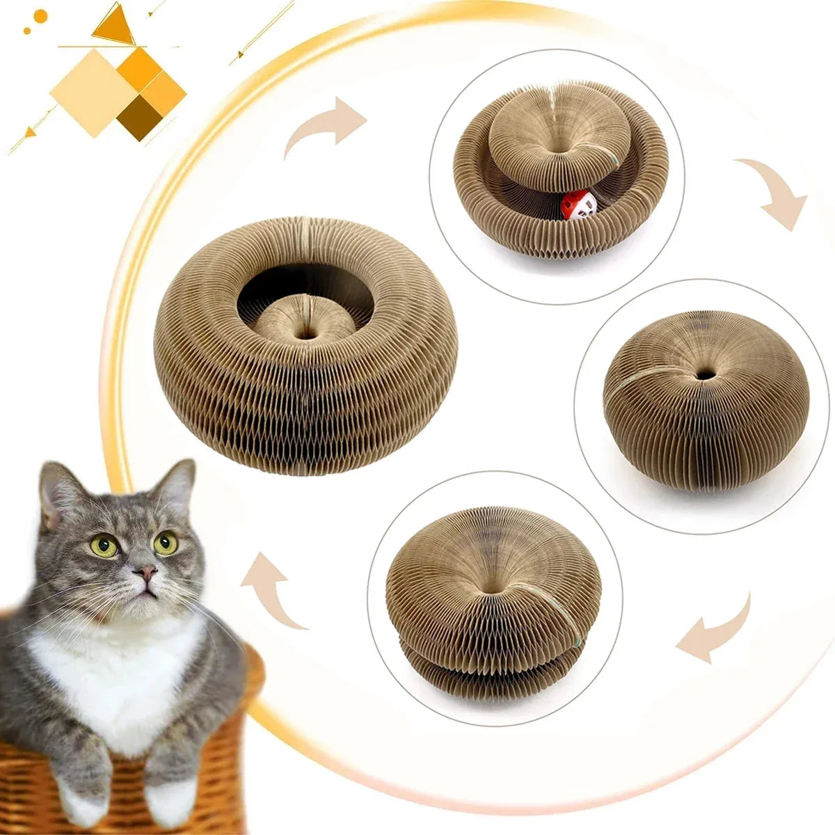 Multifunctionele Krabmat voor Katten Met Bel en Glazen Bal Duurzaam Verstelbare Hoek - Ruffy