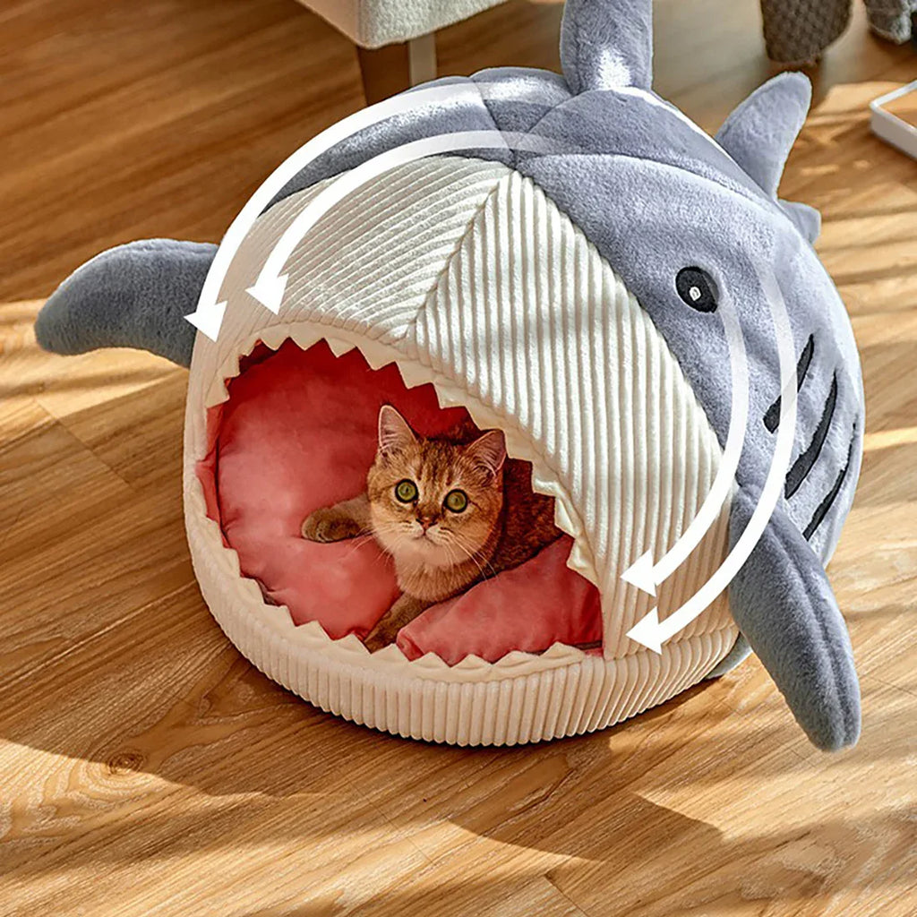 Haaivormig Kattenbed Knus Design Duurzaam Machinewasbaar Beschikbaar in S M L - Ruffy