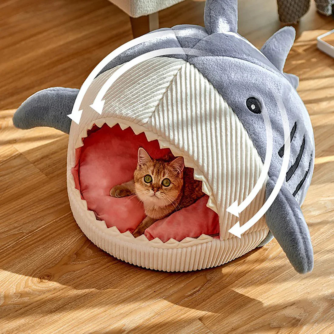 Haaivormig Kattenbed Knus Design Duurzaam Machinewasbaar Beschikbaar in S M L - Ruffy