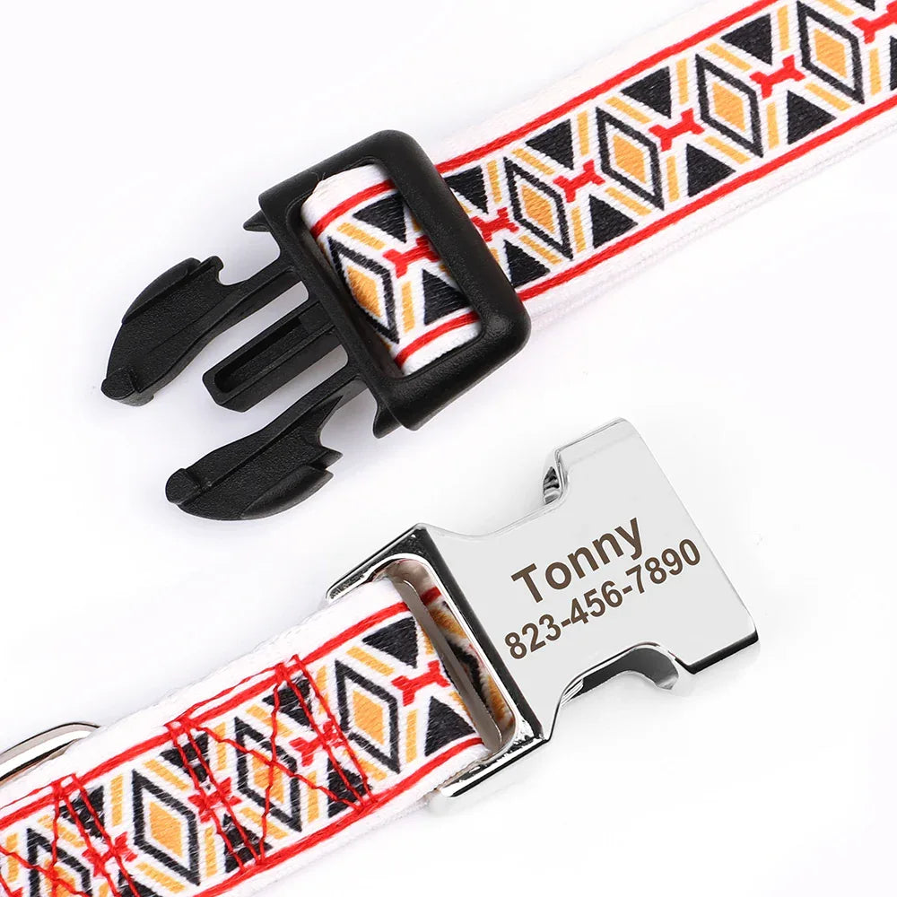 Gepersonaliseerde nylon halsband met snelsluiting. Duurzaam verstelbaar ontwerp voor veiligheid en comfort - Ruffy