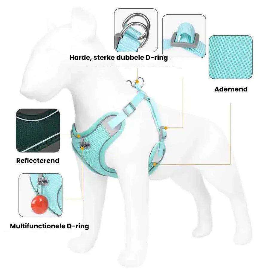 Ademende en Reflecterende Hondengordelset – Verstelbaar Harnas met Inclusief Leash voor Kleine tot Middelgrote Honden - Ruffy