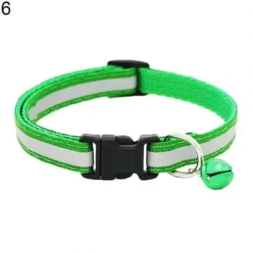 Reflecterende kattenhalsband met veiligheidsgesp, verstelbaar nylon bandje en bel - Ruffy