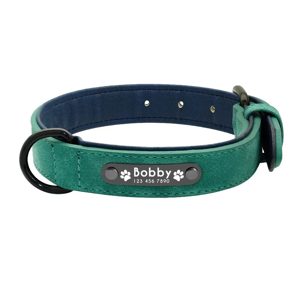 Aangepaste ID Lederen Hondenhalsband - Ruffy