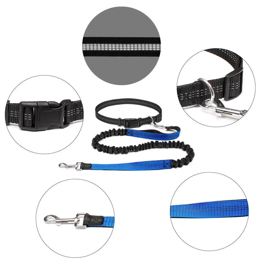Hands-Free Intrekbare Hondenriem Met Heupriem Reflecterend Bungee Ontwerp Comfortabel Voor Wandelen en Rennen - Ruffy