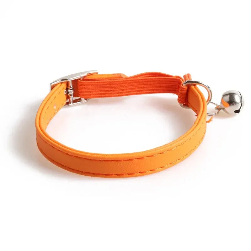 Lederen halsband met bel Veiligheidshalsband met elastische band Kittenhalsband voor katten Zwart Blauw Rood - Ruffy
