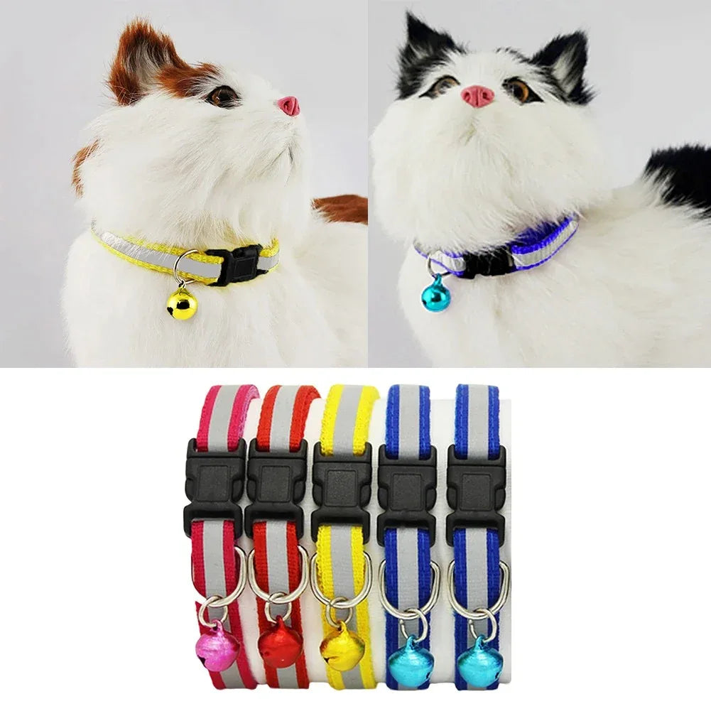 Reflecterende kattenhalsband met veiligheidsgesp, verstelbaar nylon bandje en bel - Ruffy