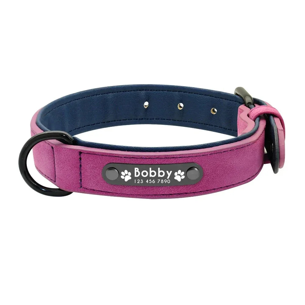 Aangepaste ID Lederen Hondenhalsband - Ruffy