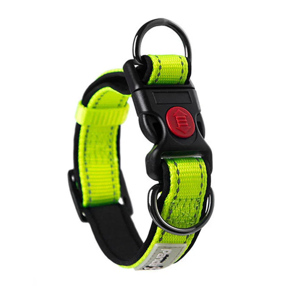Reflecterende Nylon Halsband Zacht Gewatteerd Verstelbaar Veilig Voor Alle Hondenmaten - Ruffy