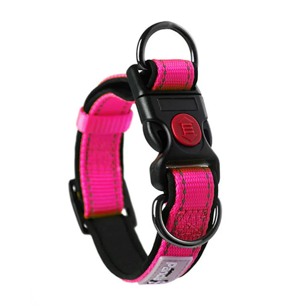 Reflecterende Nylon Halsband Zacht Gewatteerd Verstelbaar Veilig Voor Alle Hondenmaten - Ruffy